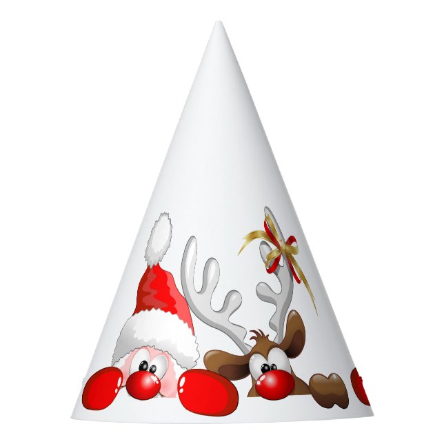 Chapeaux De Fêtes Drôle Père Noël et Reindeer Cartoon (Devant)