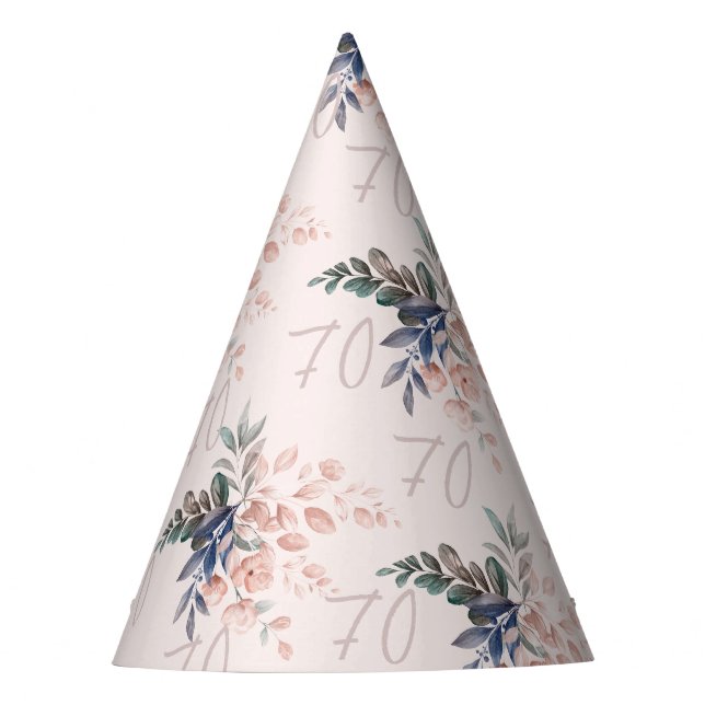 Chapeaux De Fêtes Élégant rose floral 70e anniversaire Personnalisé (Devant)