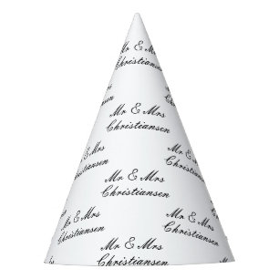 Chapeaux De Fêtes Élégant script M. et Mme mariage cone casquettes