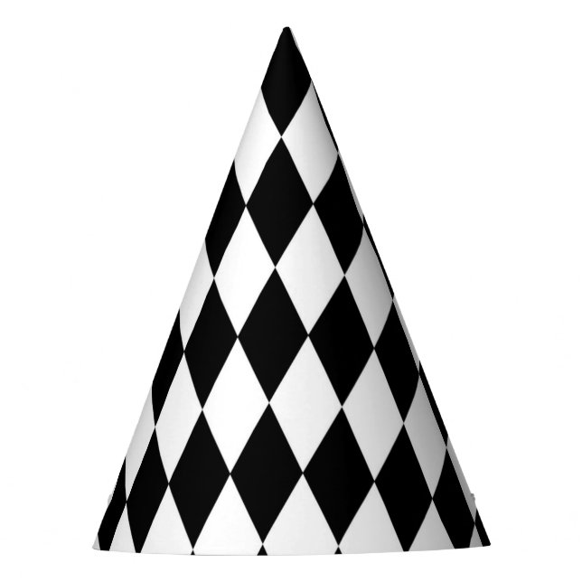 Chapeaux De Fêtes Elegant White Black Harlequin Geometric Rhombuses (Devant)