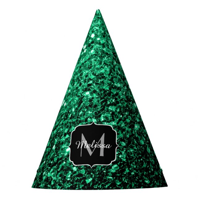 Chapeaux De Fêtes Emerald Green fausse parties scintillant scintille (Devant)