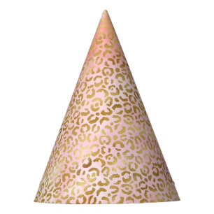 Chapeaux De Fêtes Empreinte de léopard d'or de teinture rose pâle po
