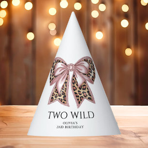 Chapeaux De Fêtes Empreinte de léopard Two Wild Bow 2e anniversaire