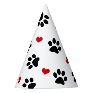 Chapeaux De Fêtes Empreintes de pattes et coeurs