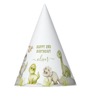 Chapeaux De Fêtes Enfants Aquarelle Dinosaur fête d'anniversaire