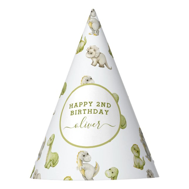 Chapeaux De Fêtes Enfants Aquarelle Dinosaur fête d'anniversaire (Devant)