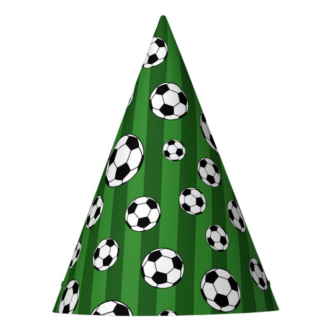 Chapeaux De Fêtes Enfants Motif de balle de football sur les rayures (Devant)