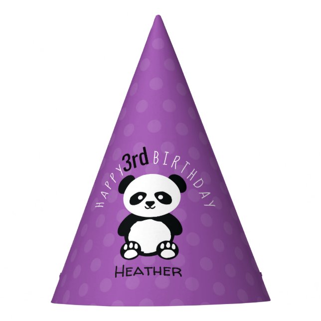 Chapeaux De Fêtes Enfants Personnalisés Panda Kawaii Anniversaire Vi (Devant)
