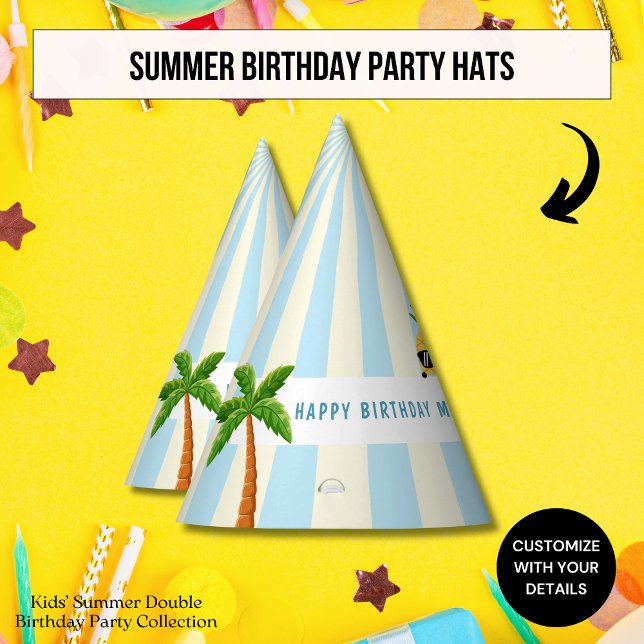 Chapeaux De Fêtes Enfants Thème d'été Double Anniversaire Célébratio (Créateur téléchargé)