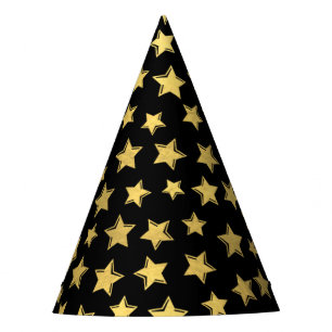 Chapeaux De Fêtes Étoiles brillantes d'or sur le casquette noir de