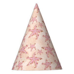 Chapeaux De Fêtes Étoiles de mer et motif pastel rose corail