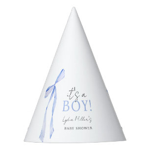 Chapeaux De Fêtes Faire-part de Baby Shower avec un Nœud Bleu, Invit