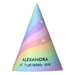 Chapeaux De Fêtes Fête d'anniversaire 6 ans Arc-en-ciel Pastel Rétro