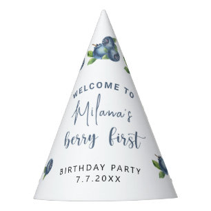 Chapeaux De Fêtes Fête d'anniversaire de 1 an aux bleuets aquarelle
