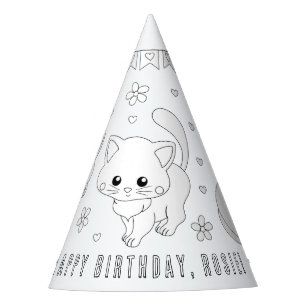 Chapeaux De Fêtes Fête d'anniversaire de chats - Colorez votre propr