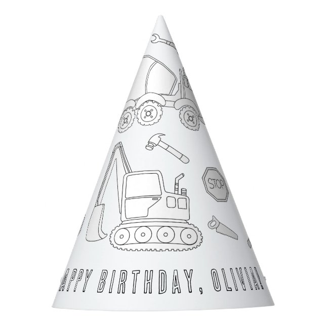 Chapeaux De Fêtes Fête d'anniversaire de la construction - Colorez v (Devant)