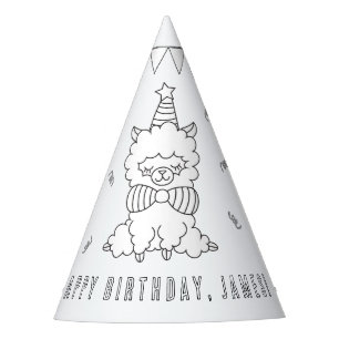 Chapeaux De Fêtes Fête d'anniversaire de Llama - Colorez votre propr