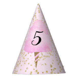 Chapeaux De Fêtes Fête d'anniversaire Guimaupe rose et confettis dor