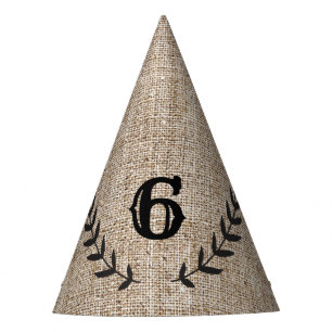 Chapeaux De Fêtes Fête d'anniversaire rustique en toile de jute avec