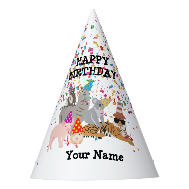 Chapeaux De Fêtes Fête des animaux - Animaux à la fête d'anniversair (Devant)