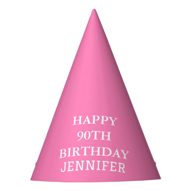 Chapeaux De Fêtes Fête du 90e anniversaire Pink Adult (Devant)