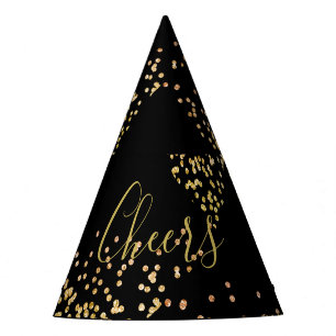Chapeaux De Fêtes Fête du Nouvel An Champagne Gold Bubles Fun Black