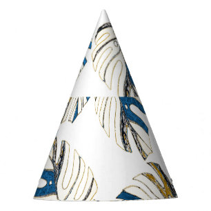 Chapeaux De Fêtes Feuille tropicale colorée, motif moderne.