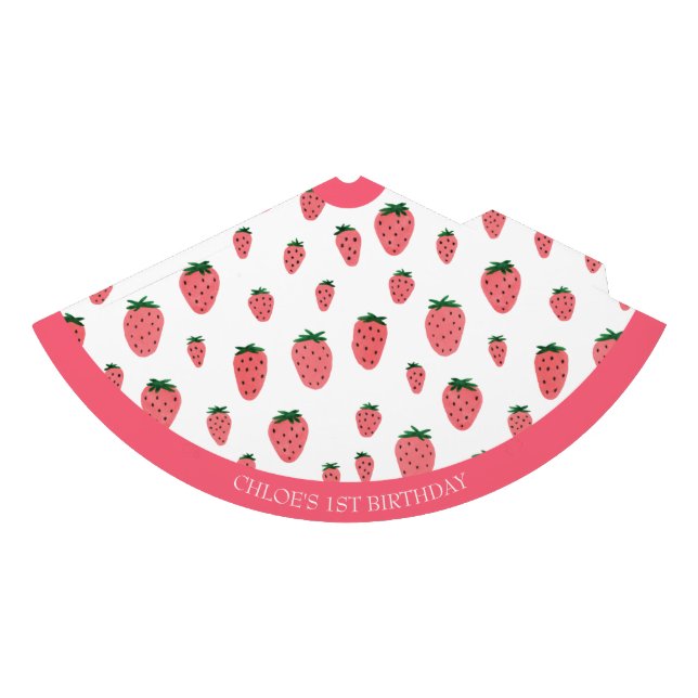 Chapeaux De Fêtes Fille aux fraises mignonne Premier anniversaire Pa (Devant)
