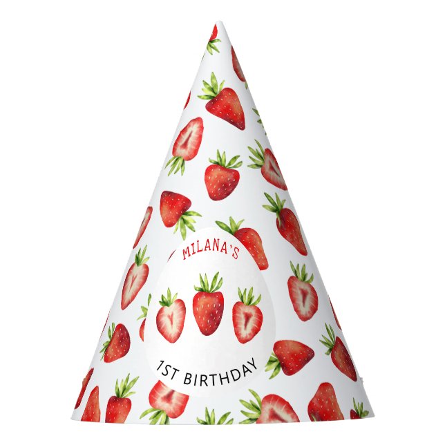 Chapeaux De Fêtes Fille fraise fête d'anniversaire (Devant)