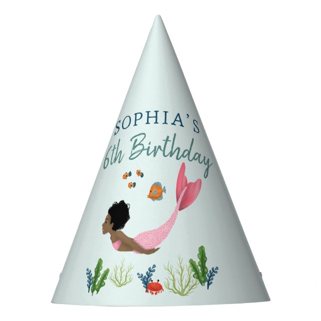 Chapeaux De Fêtes Filles mignonne Anniversaire de enfant de sirène r (Devant)