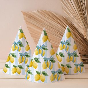 Chapeaux De Fêtes Filles Whimsical Blue Bow Lemon Amalfi Anniversair