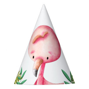 Chapeaux De Fêtes Flamant rose rose d'été Tropical