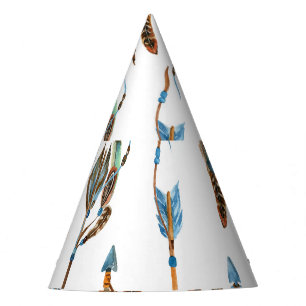 Chapeaux De Fêtes Flèches tribales : aquarelle illustration vintage.