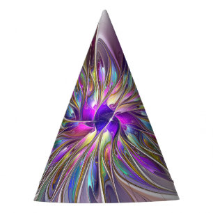 Chapeaux De Fêtes Fleur d'art fractal abstrait énergique et coloré