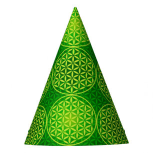 Chapeaux De Fêtes Fleur de vie - motif de timbre - vert