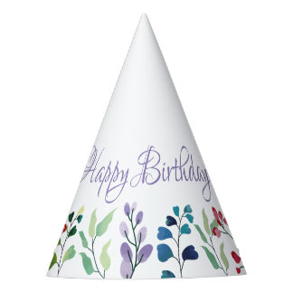 Chapeaux De Fêtes Fleur sauvage aquarelle fleurie premier anniversai