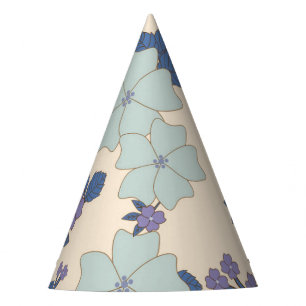 Chapeaux De Fêtes Fleurs Bleues, Fleurs Violettes, Motif Floral