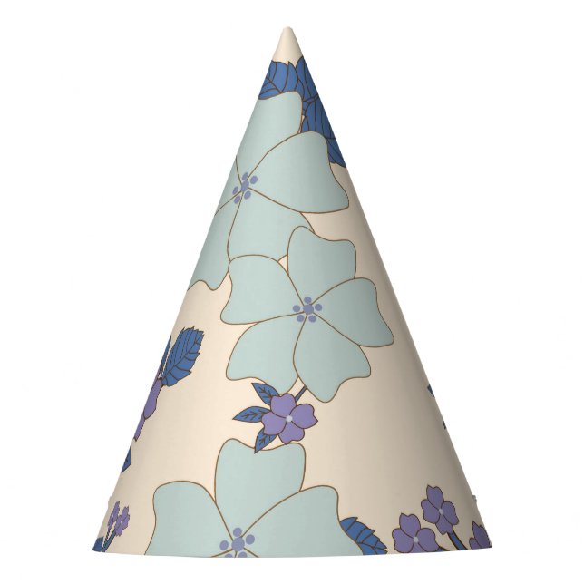 Chapeaux De Fêtes Fleurs Bleues, Fleurs Violettes, Motif Floral (Devant)