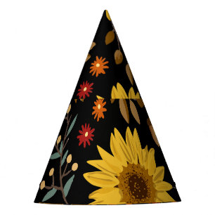 Chapeaux De Fêtes Fleurs de soleil d'automne : Arrière - plan noir d