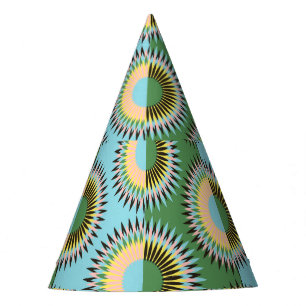 Chapeaux De Fêtes Fleurs pliées : motif rétro bleu-vert.