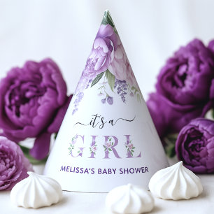 Chapeaux De Fêtes Fleurs violettes et roses C'est un Baby shower de