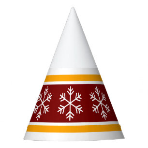 Chapeaux De Fêtes Flocons de neige festifs vintage rouge orange rayu