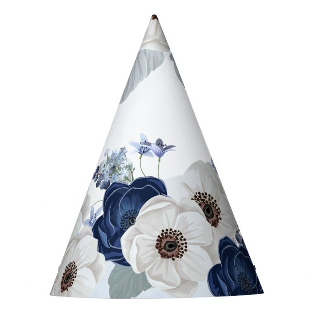 Chapeaux De Fêtes Floral Aquarelle moderne Dusty Blue Bloom Annivers (Devant)