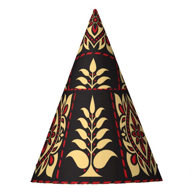 Chapeaux De Fêtes Floral tribal : Élégance Motif Vintage (Devant)