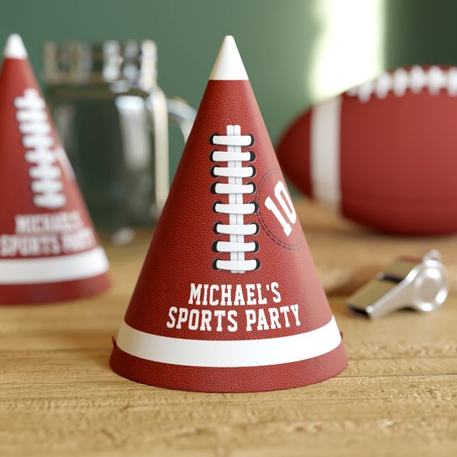 Chapeaux De Fêtes Football Sports Party Nom et Anniversaire de enfan (Hup! Just add your name and number to this football sports party hat)