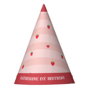 Chapeaux De Fêtes Fraise 1er anniversaire Berry Sweet Pink Party Cas