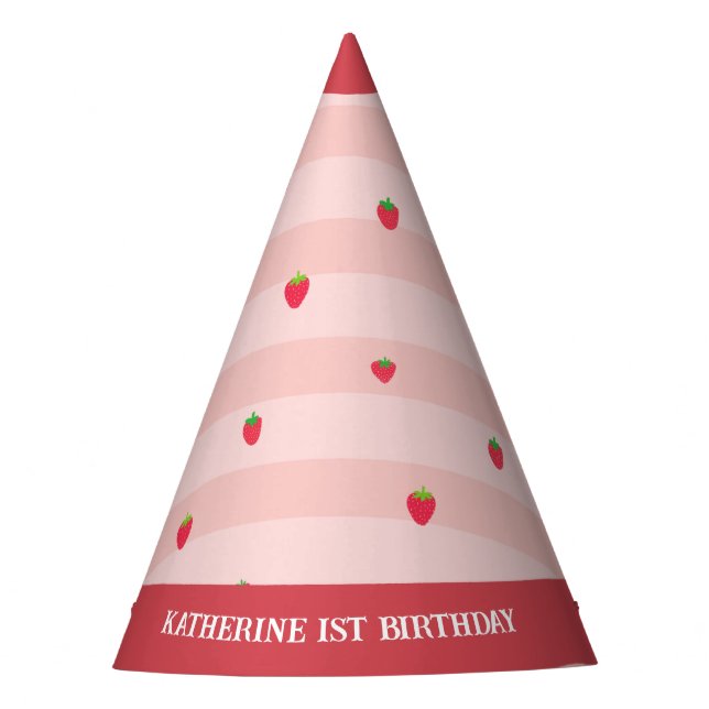 Chapeaux De Fêtes Fraise 1er anniversaire Berry Sweet Pink Party Cas (Devant)
