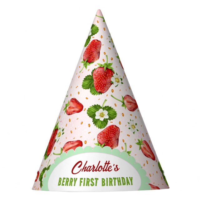 Chapeaux De Fêtes Fraise 1er anniversaire Casquette de fête (Devant)