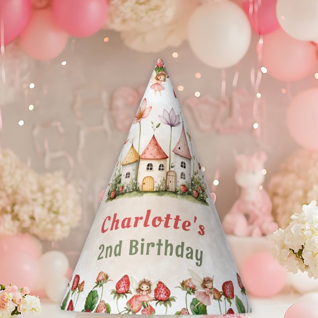 Chapeaux De Fêtes Fraise enchantée jardin fée anniversaire (Créateur téléchargé)