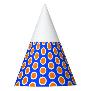 Chapeaux De Fêtes Fun 60s Bright Orange Blue Carrelé Motif géométriq